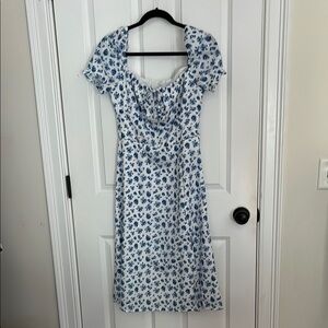 Floerns Women's Ditsy Floral Sweetheart Puff Sleeve A Line Midi Dress